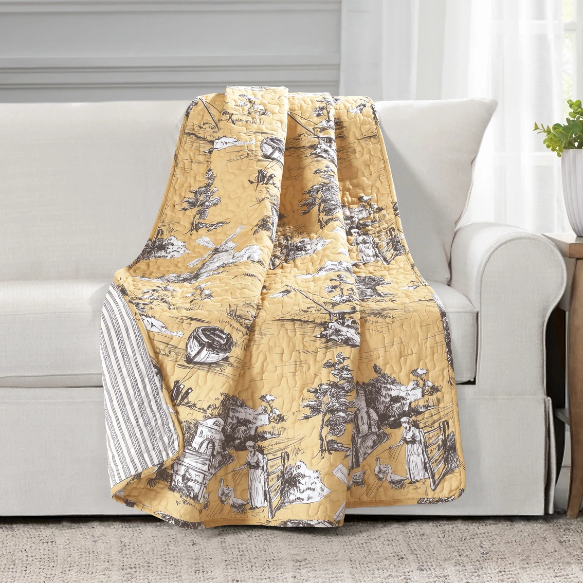 Top 10 ???? Lush Decor French Country Toile Cotton Reversible Throw ✔️ 3 Top 10 ???? Lush Decor French Country Toile Cotton Reversible Throw ✔️