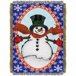 New ???? Northwest Bright Happy Snowman Woven Tapestry Throw ✨