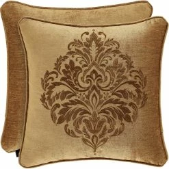 Promo ???? J. Queen New York Sicily Gold 20 In. Square Embellished Decorative Throw Pillow ????